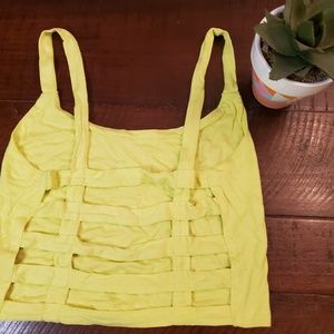 Yellow Strappy Open Back Sexy Crop Top